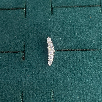 92.5 Silver Clear Stone Curve Studs Pair