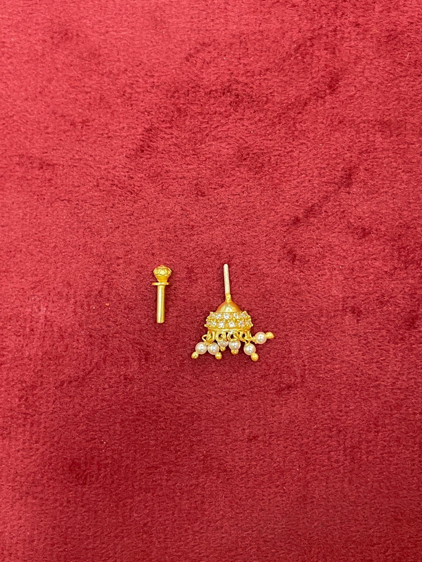 92.5 Silver Gold Plated CZ Jhumki Bugadi Pair for Women | Stone Studded Helix Earrings | Elegant