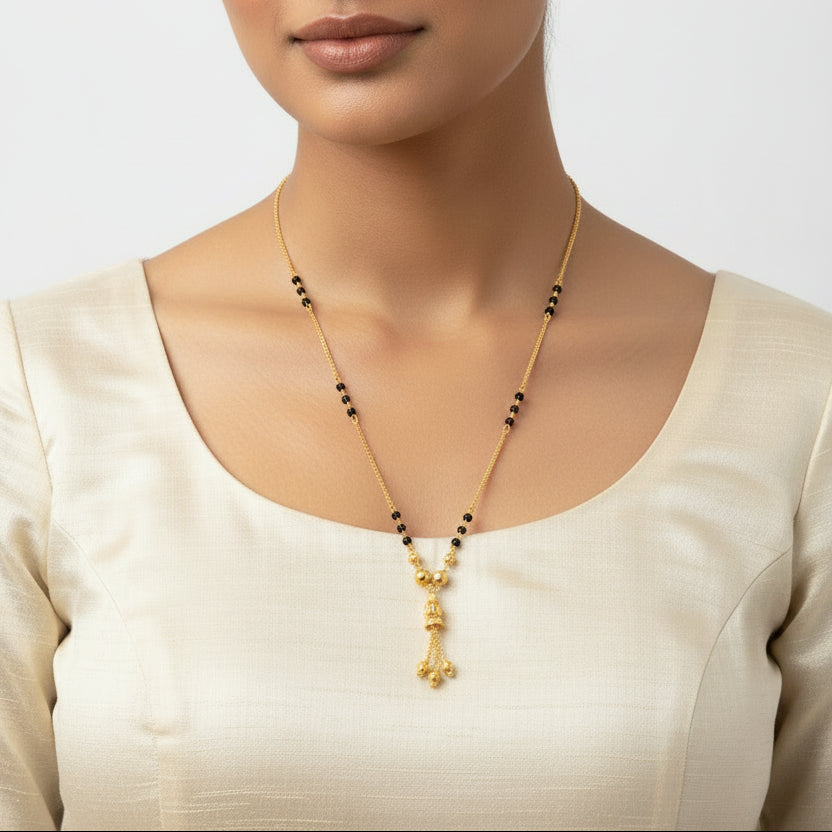 92.5 Silver Gold Plated Minimal Black beads chain 20 inches