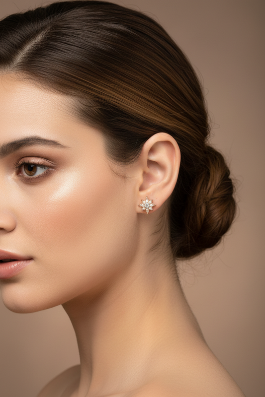92.5 Silver Rose Gold Plated Earrings for Women | Stylish Chic Design | Elegant Fashion Jewellery