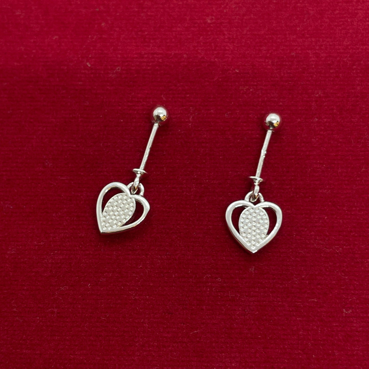 92.5 Sterling Silver Open Heart Bugadi for Women | Pear Mother-of-Pearl Centre Heart Charm | Helix Earring Pair