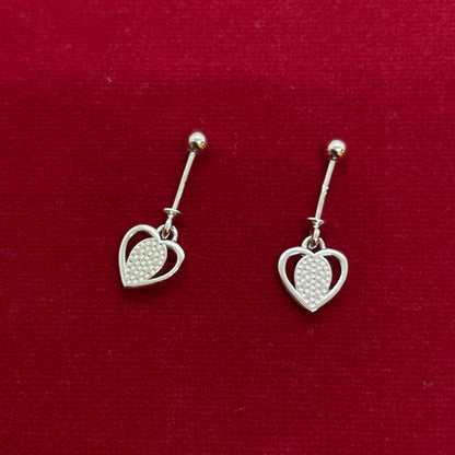 92.5 Sterling Silver Open Heart Bugadi for Women | Pear Mother-of-Pearl Centre Heart Charm | Helix Earring Pair