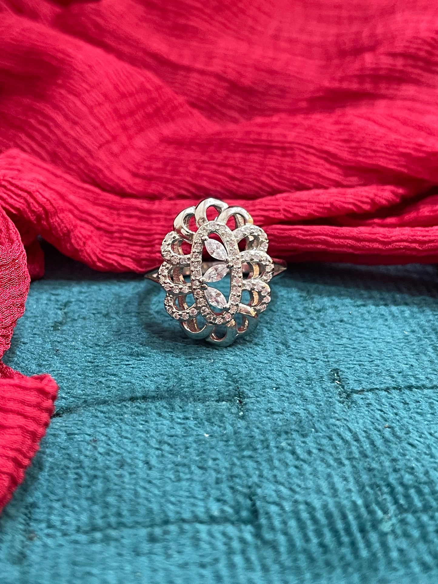 92.5 Silver Elegant White Stone Ring for Women Size 17 | Classy Premium Design | Stylish Jewellery