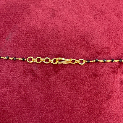 Gold Plated 92.5 Sterling Silver Black Bead Mangalsutra Chain for Women | Thin Black & Gold Bead Chain