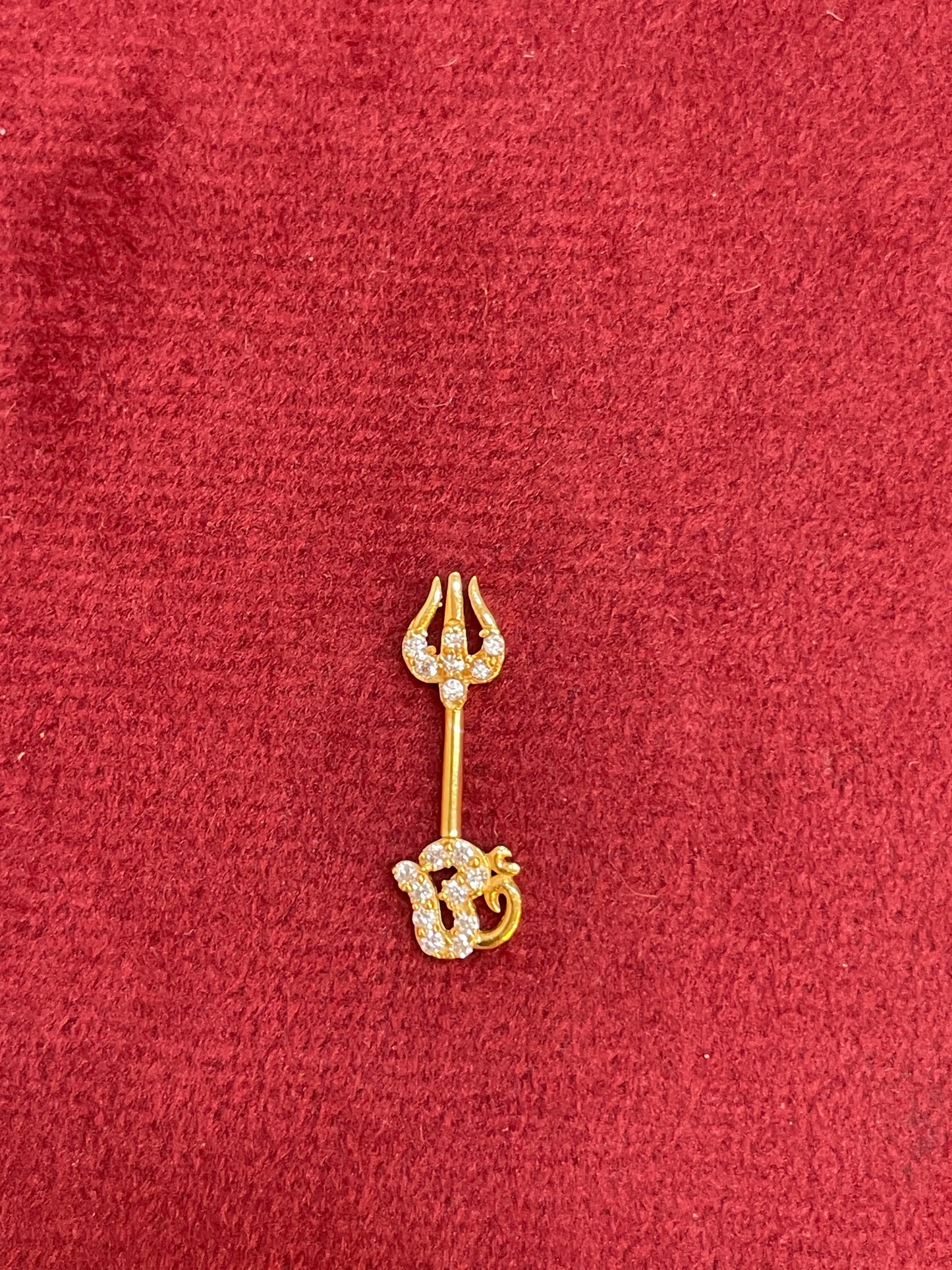 925 Silver Gold Plated Om Trishul Bugadi pair