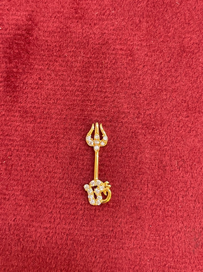 925 Silver Gold Plated Om Trishul Bugadi pair