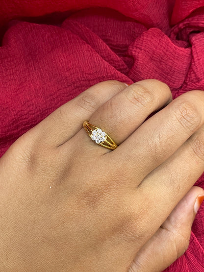 92.5 Silver Gold Plated White Stone Flower Ring for Women Size 12 | Elegant Floral Design | Stylish Jewellery