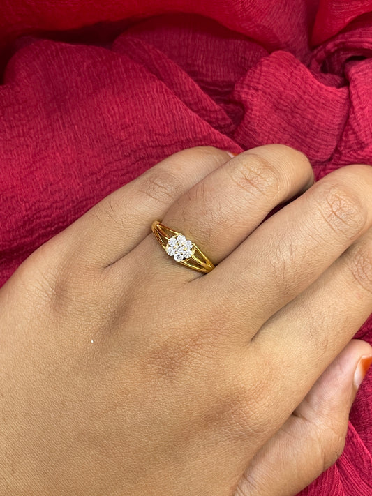 92.5 Silver Gold Plated White Stone Flower Ring for Women Size 12 | Elegant Floral Design | Stylish Jewellery