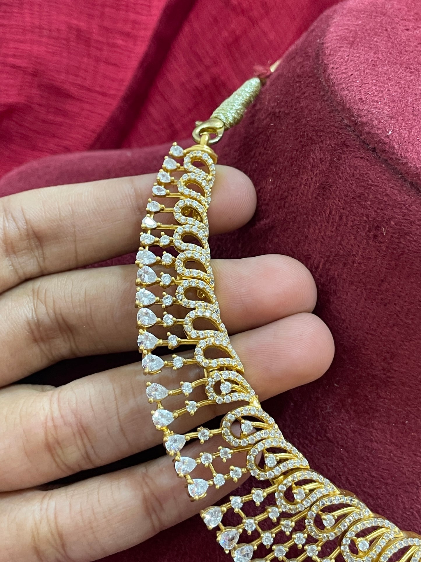 92.5 Silver Gold Plated Stylish Necklace for Women | Elegant Modern Design | Jewellery