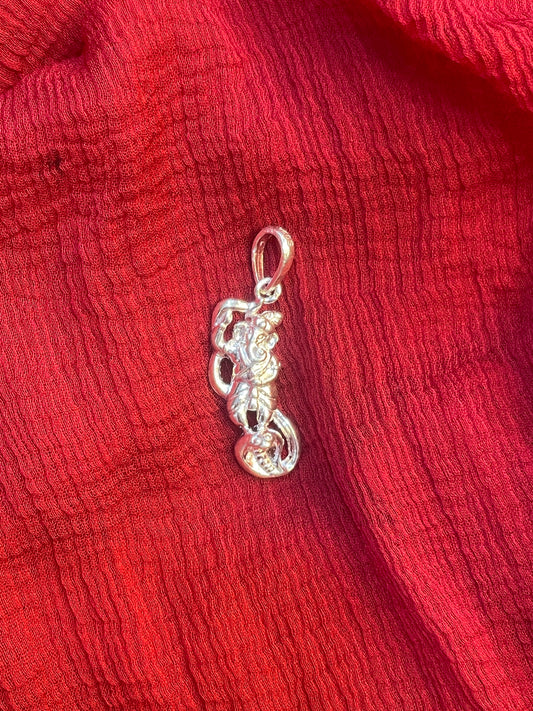 92.5 Silver Ganesha Standing on Snake Design Pendant for Men & Women – Traditional Temple Style