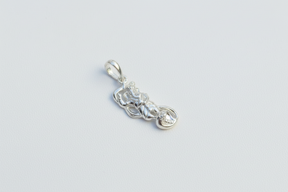 92.5 Silver Ganesha Standing on Snake Design Pendant for Men & Women – Traditional Temple Style
