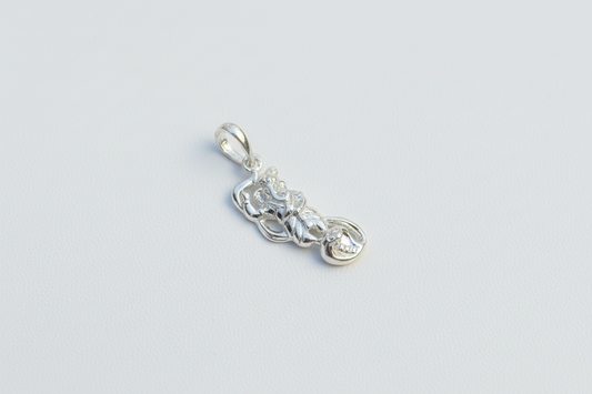 92.5 Silver Ganesha Standing on Snake Design Pendant for Men & Women – Traditional Temple Style