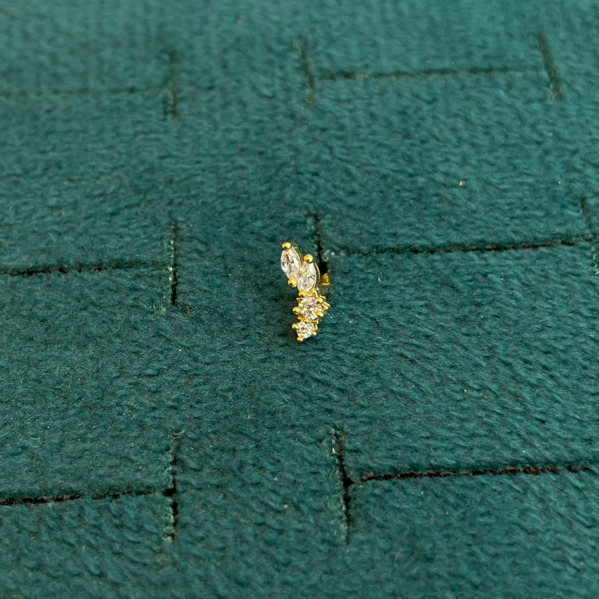 92.5 Sterling Silver Gold Plated Marquise Side Studs