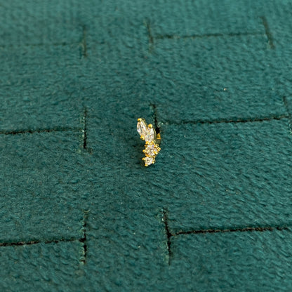 92.5 Sterling Silver Gold Plated Marquise Side Studs