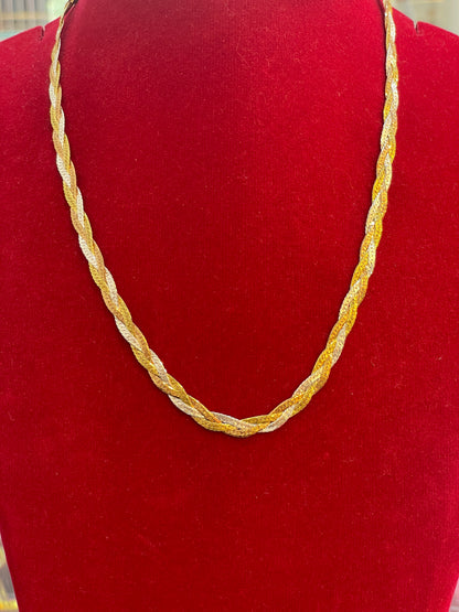92.5 Silver Stylish 3 Tone Chain for Women 18.5 Inches | Multi Color Design | Elegant Jewellery