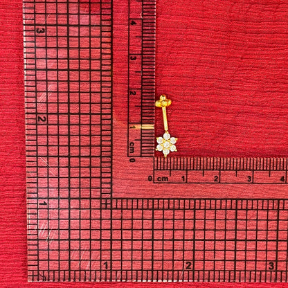 925 Silver Gold Plated Flower Bugadi Pair