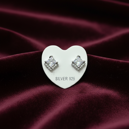 92.5 Silver Classy Stud Earrings | Simple Elegant Finish | Jewellery