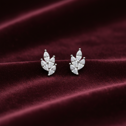 925 Silver Leaf Studs - Ball back