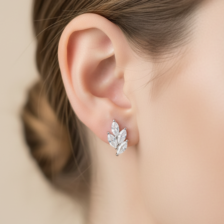 925 Silver Leaf Studs - Ball back