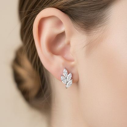 925 Silver Leaf Studs - Ball back
