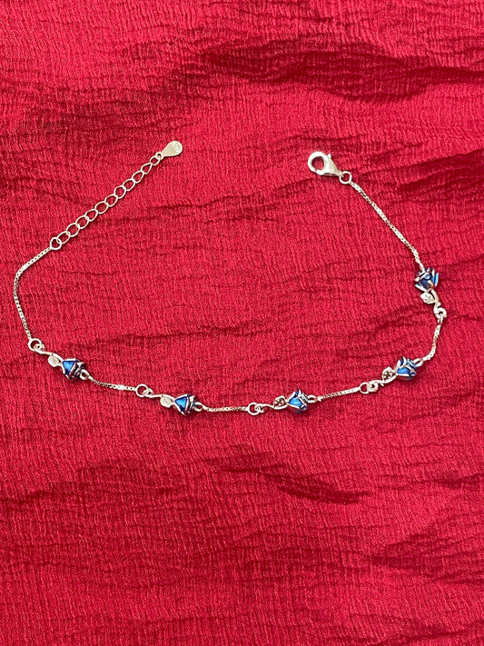 92.5 Silver Blue Rose Bracelet 8.6 Inches | Premium Floral Design | Jewellery