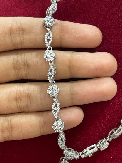 92.5 Silver Classy White Stone Necklace for Women 19 Inches | Elegant Sparkling Design | Premium Jewellery
