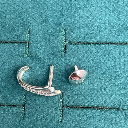 92.5 Sterling Silver Triple CZ Wave J Studs pair