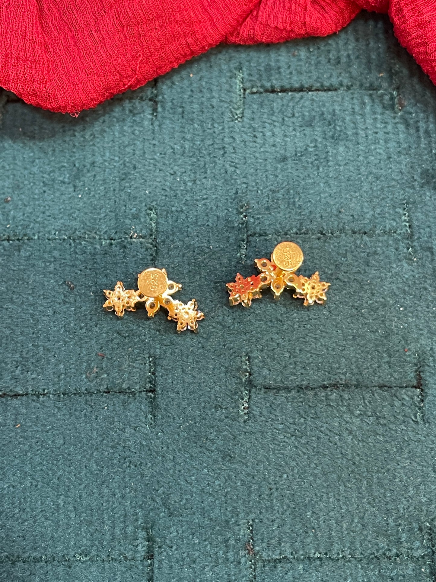 925 Silver Gold Plated Flower Studs