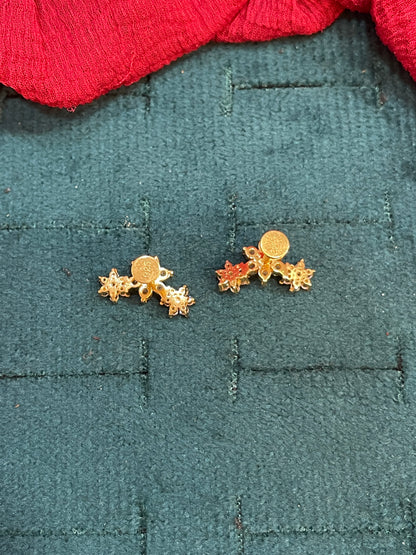 925 Silver Gold Plated Flower Studs