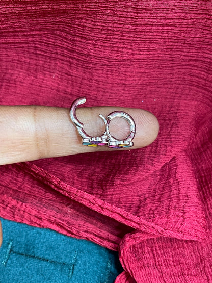 925 Silver Colourful Clover Hoops