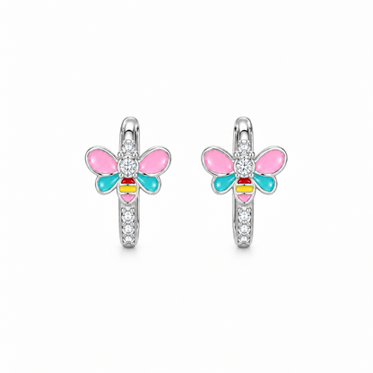 92.5 Silver Bumble Bee Huggie Hoop Earrings for Girls
