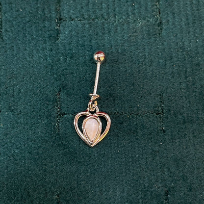 92.5 Sterling Silver Open Heart Bugadi for Women | Pear Mother-of-Pearl Centre Heart Charm | Helix Earring Pair