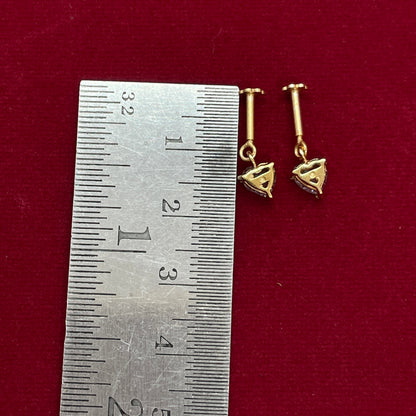 Gold Plated 92.5 Sterling Silver Heart CZ Solitaire Bugadi for Women | Minimal Heart Dangle Bar Drop | Helix Earring Pair