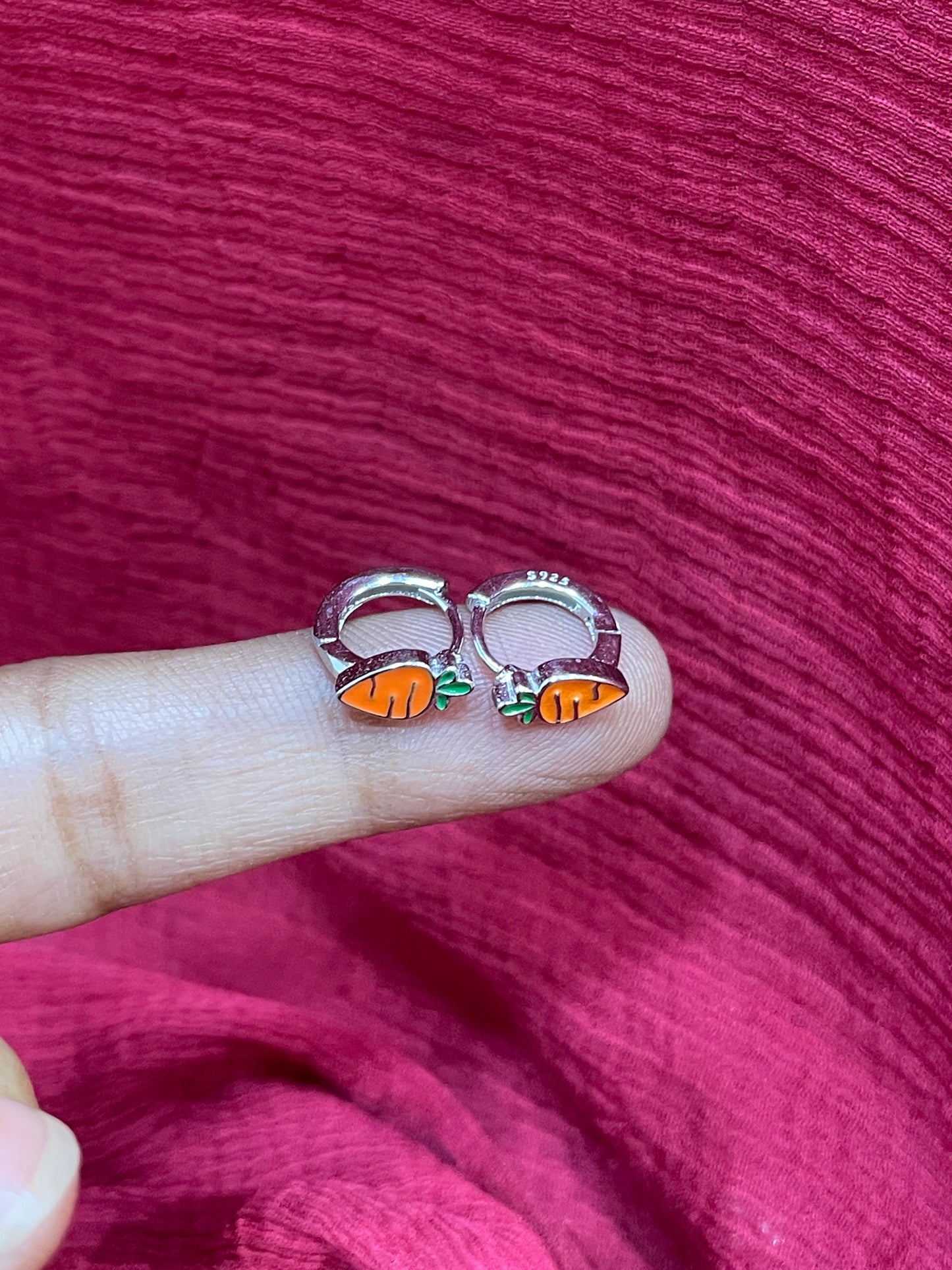 925 Silver Carrot Hoops