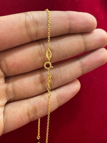 92.5 Silver Gold Plated Charm Black Bead Chain for Women 18 Inches | Stylish Elegant Design | Traditional Jewellery