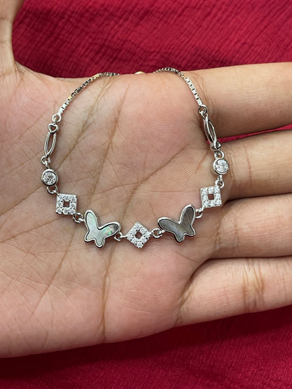 92.5 Silver Butterfly Bracelet for Women | Elegant Nature-Inspired Design | Stylish Jewellery