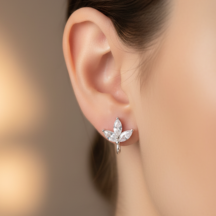 925 Silver 3 Leaf Studs - Ball back