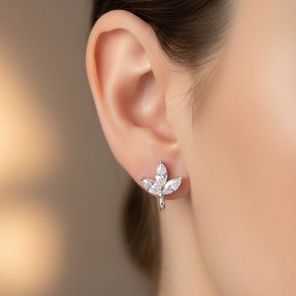 925 Silver 3 Leaf Studs - Ball back
