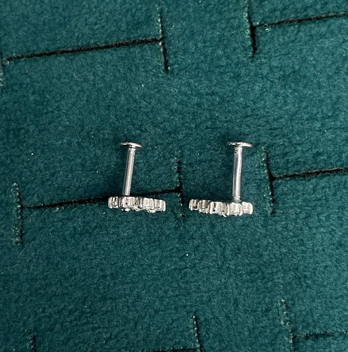 92.5 Silver Clear Stone Triple Flower Studs Pair