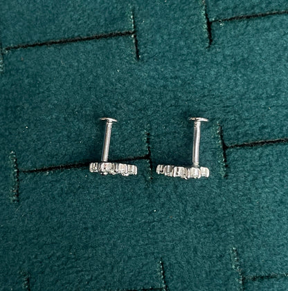 92.5 Silver Clear Stone Triple Flower Studs Pair