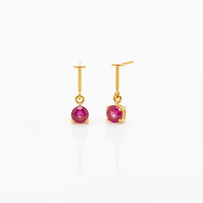 925 Silver Gold Plated Ruby Dangler Bugadi Pair