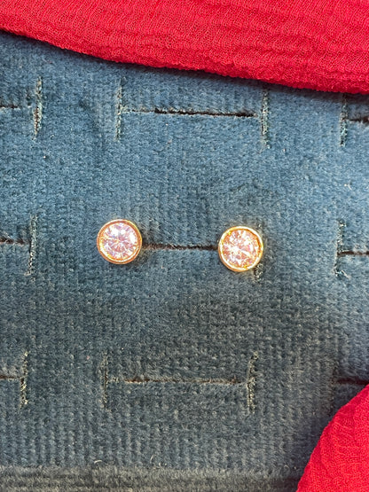 92.5 silver gold plated classy white stone studs