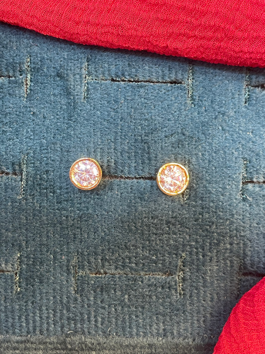 92.5 silver gold plated classy white stone studs