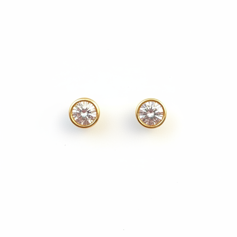 92.5 silver gold plated classy white stone studs