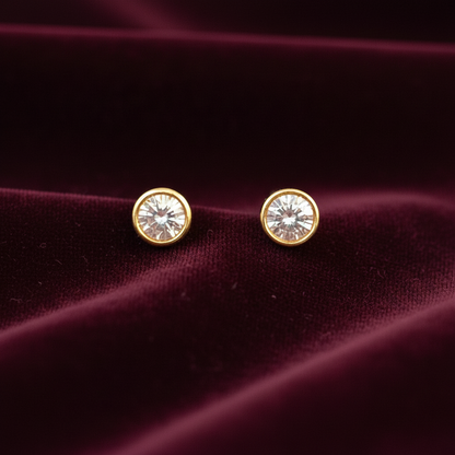 92.5 silver gold plated classy white stone studs