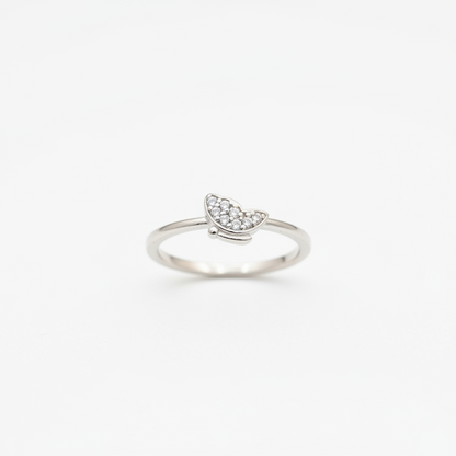 92.5 Sterling Silver Pave CZ Butterfly Finger Ring for Women