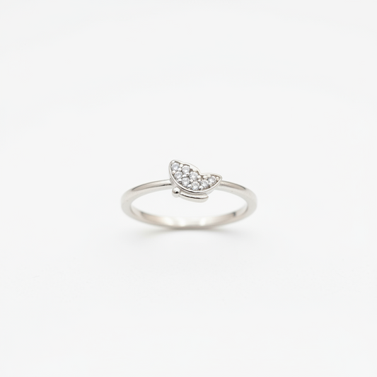 92.5 Sterling Silver Pave CZ Butterfly Finger Ring for Women