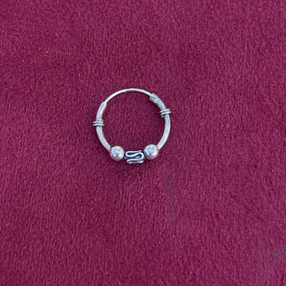 92.5 Silver Oxidised Bead & Scroll Hoop Earrings Pair