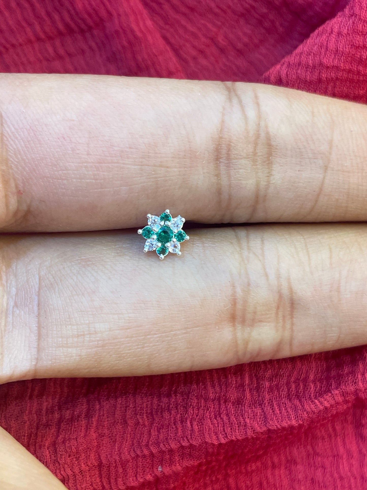 92.5 Silver Flower Second Studs / Nose Pin (Single Piece) | Elegant Floral Design | Jewellery
