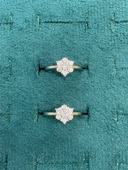 92.5 Silver Star CZ Adjustable Toe Rings for Women | Snowflake Cluster Design